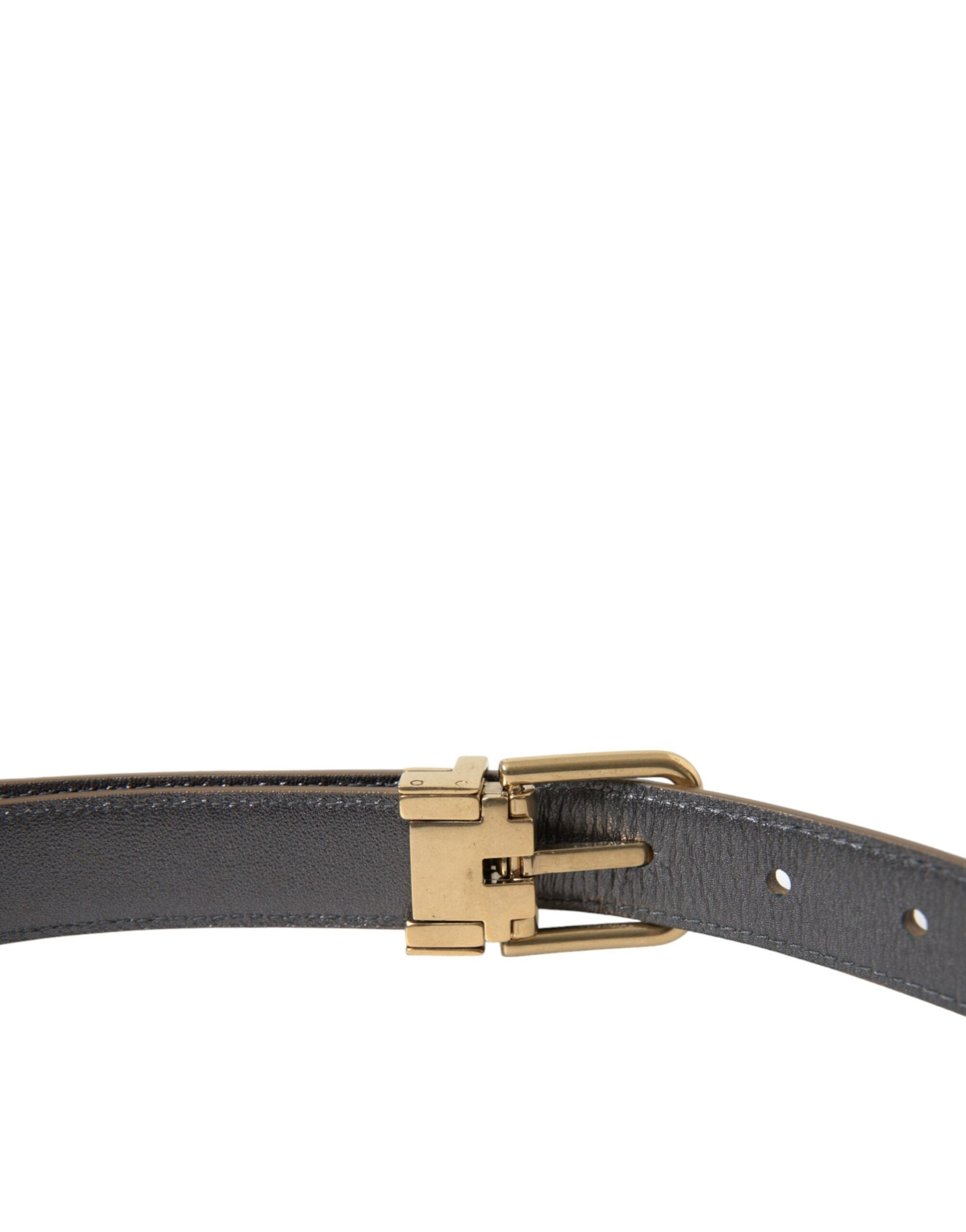 Ceinture Dolce & Gabbana en cuir de veau doré métallisé avec boucle en métal