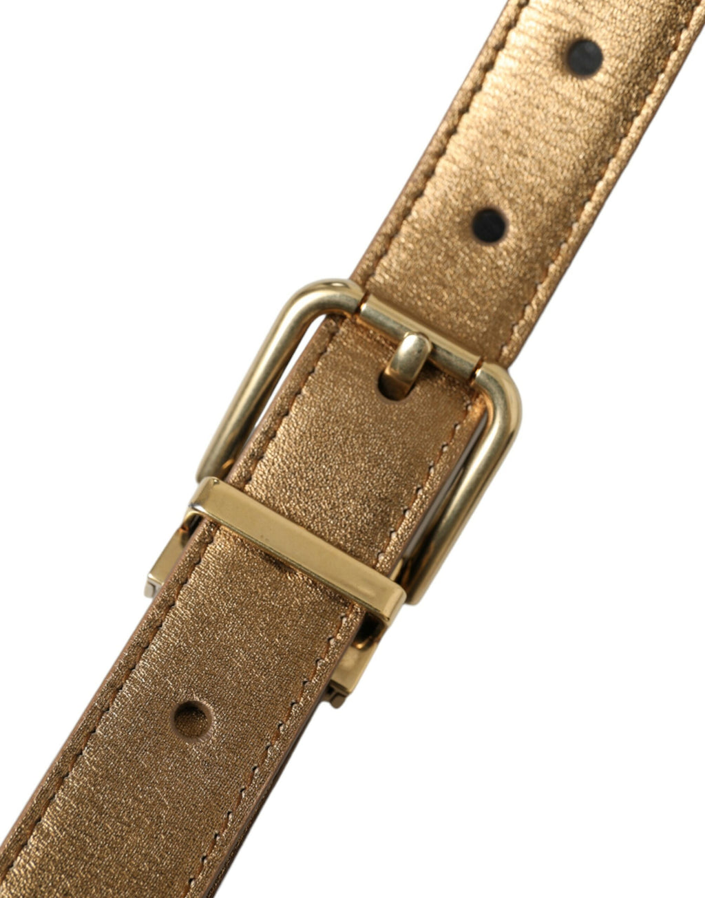 Ceinture Dolce & Gabbana en cuir de veau doré métallisé avec boucle en métal