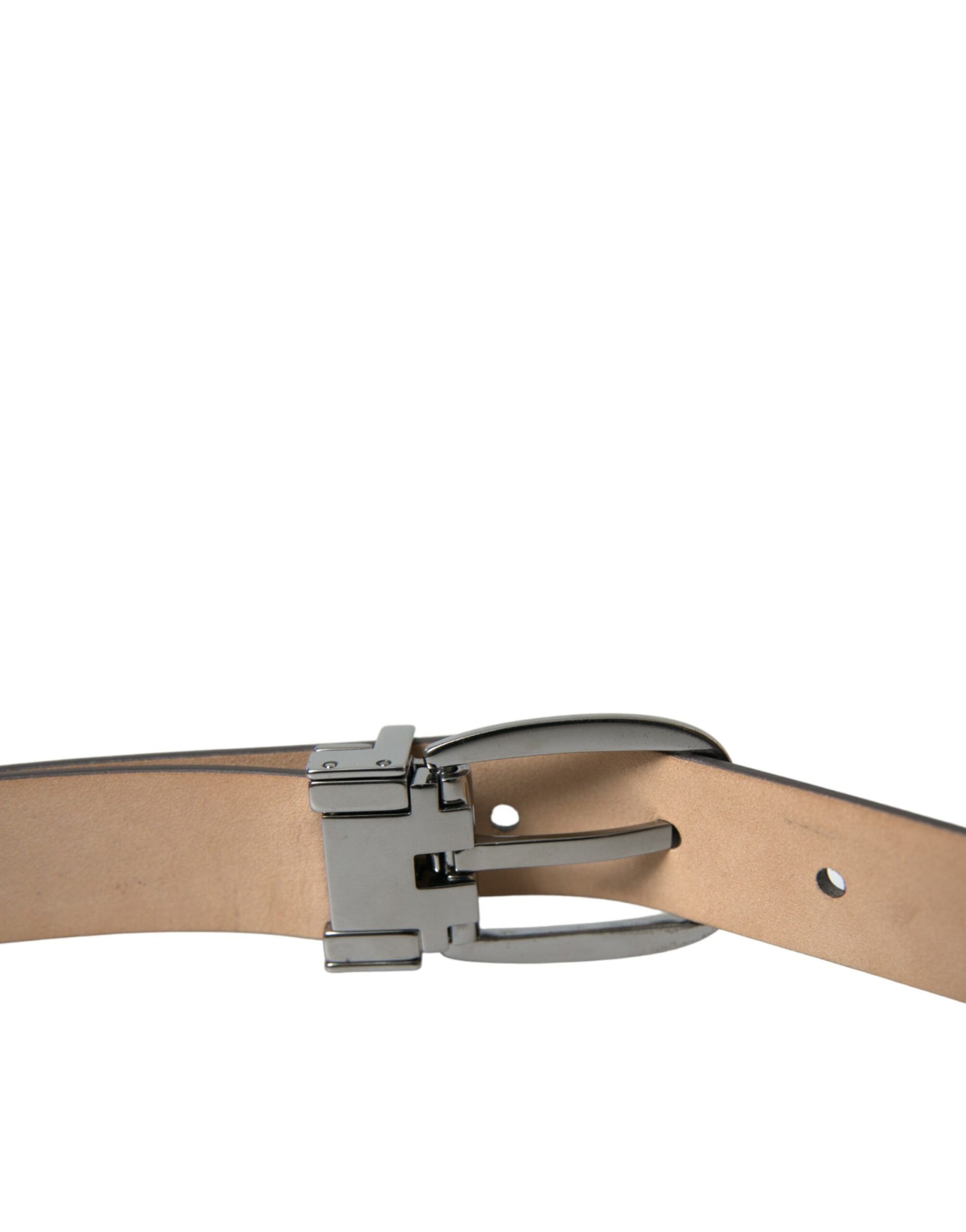 Ceinture Dolce & Gabbana en cuir marron foncé avec boucle en métal argenté
