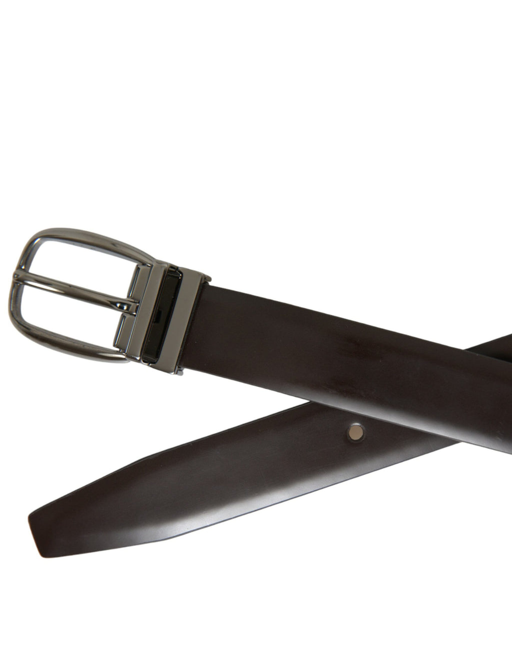 Ceinture Dolce & Gabbana en cuir marron foncé avec boucle en métal argenté