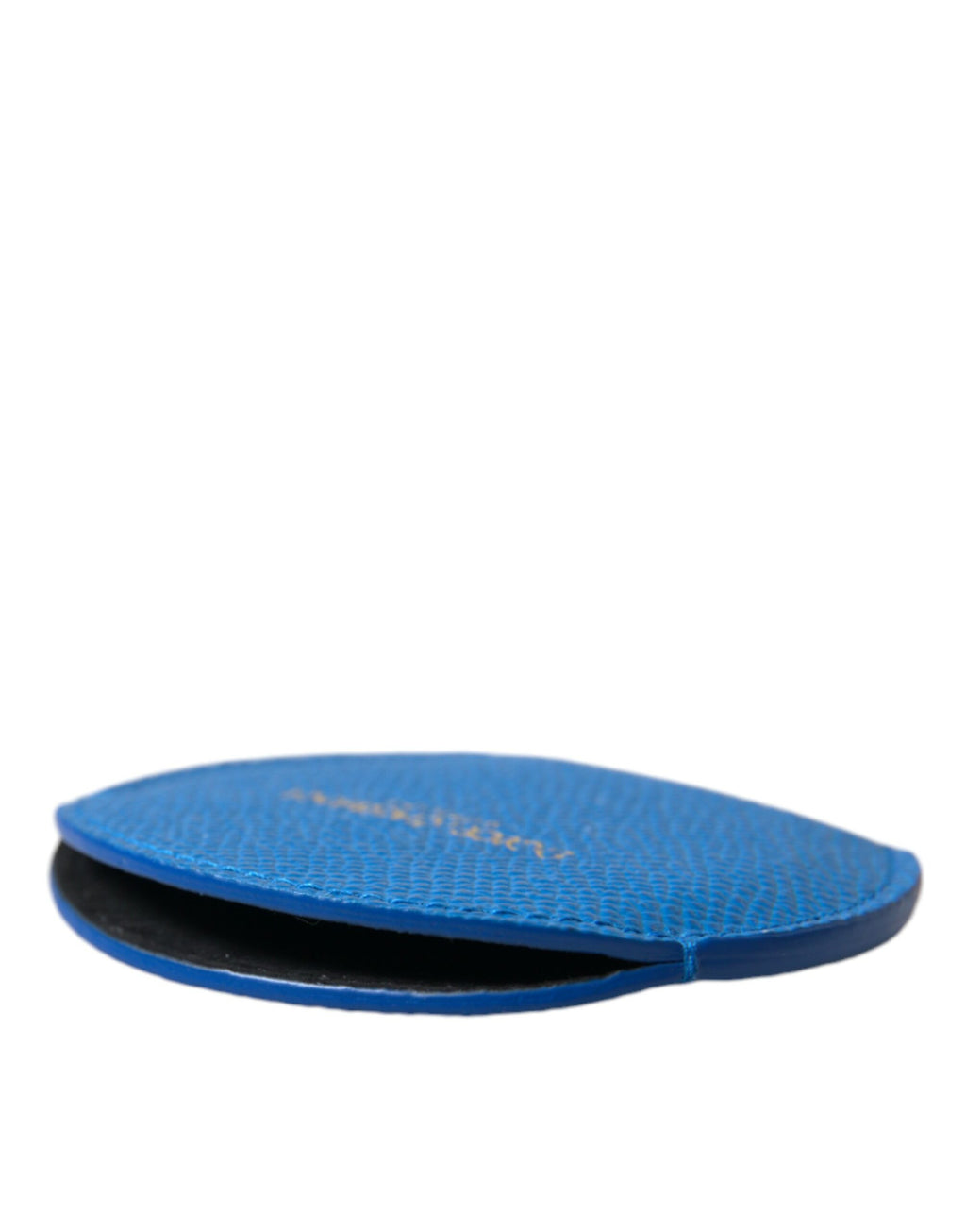 Étui de miroir à main Dolce & Gabbana en cuir de veau bleu avec logo rond