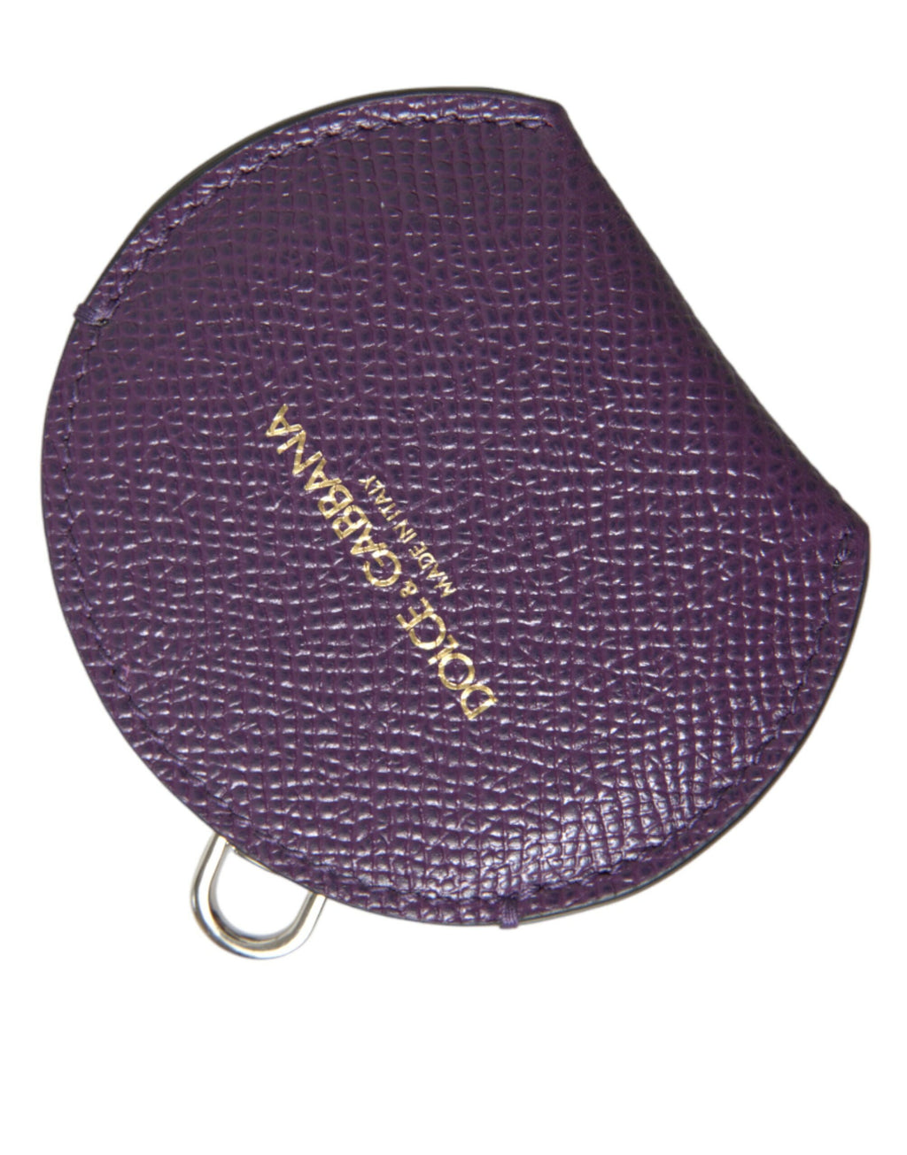 Dolce &amp; Gabbana – Handspiegelhalter aus violettem Kalbsleder mit rundem Logo