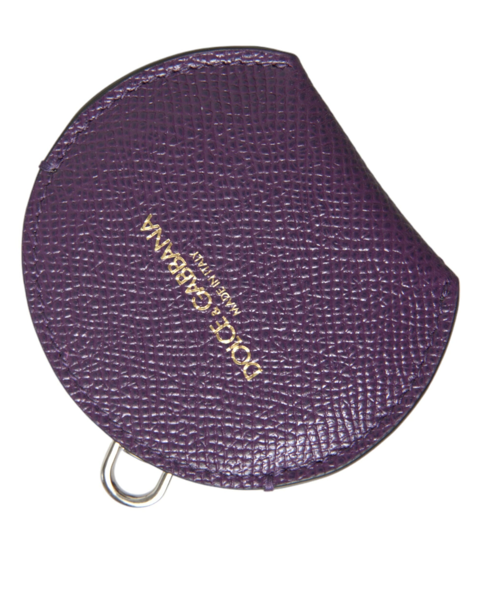 Dolce &amp; Gabbana – Handspiegelhalter aus violettem Kalbsleder mit rundem Logo