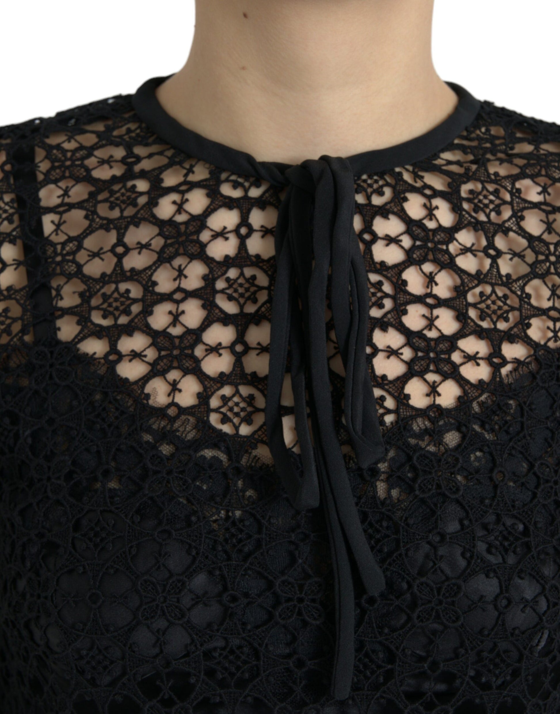 Chemisier à manches courtes en dentelle florale noire Dolce & Gabbana