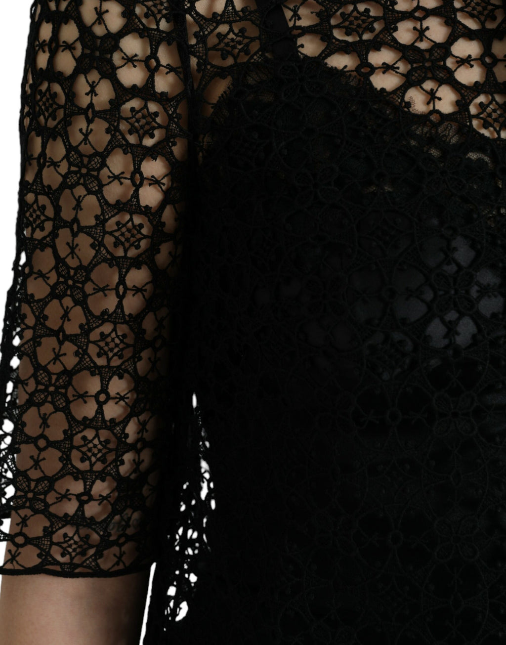 Chemisier à manches courtes en dentelle florale noire Dolce & Gabbana