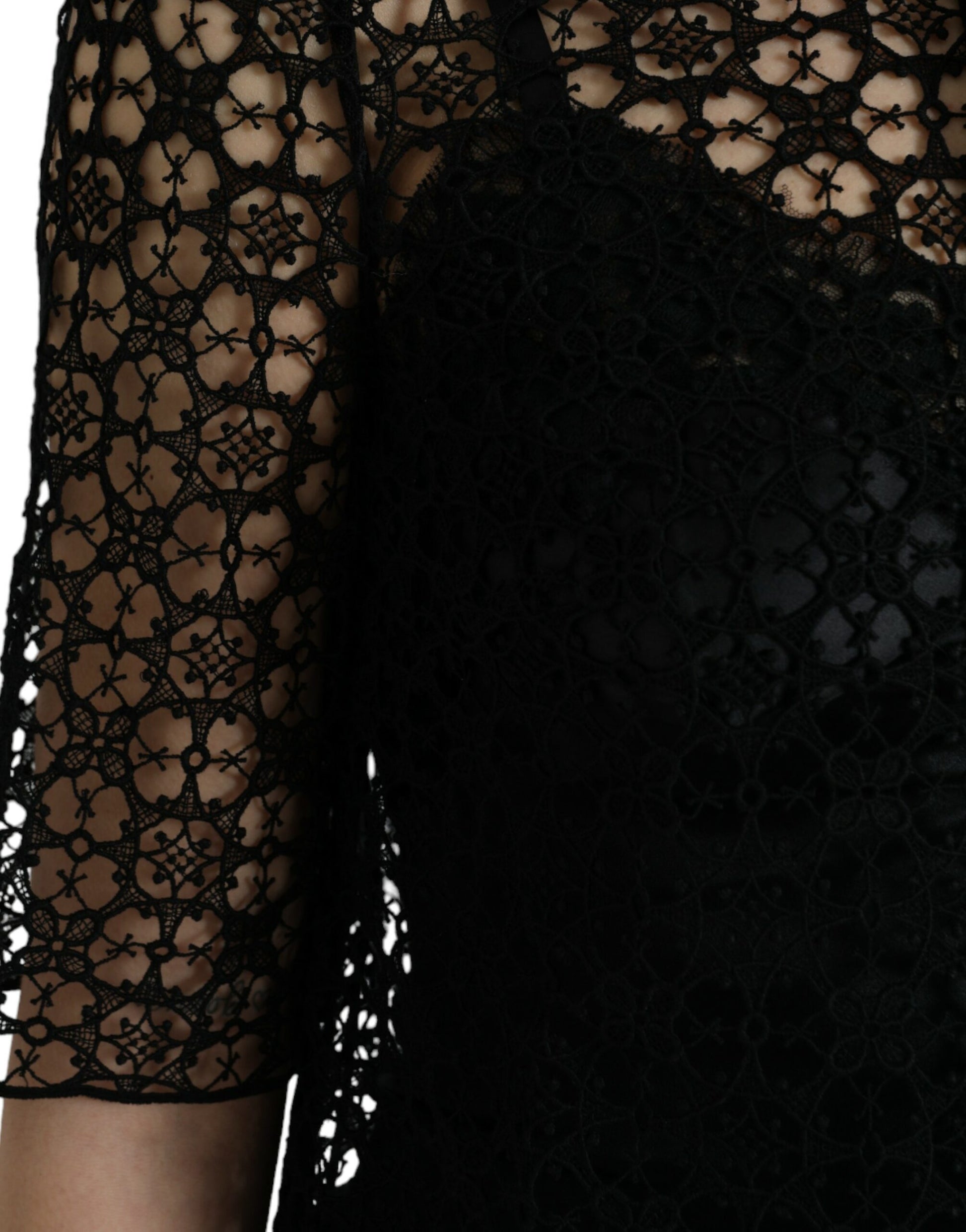 Chemisier à manches courtes en dentelle florale noire Dolce & Gabbana