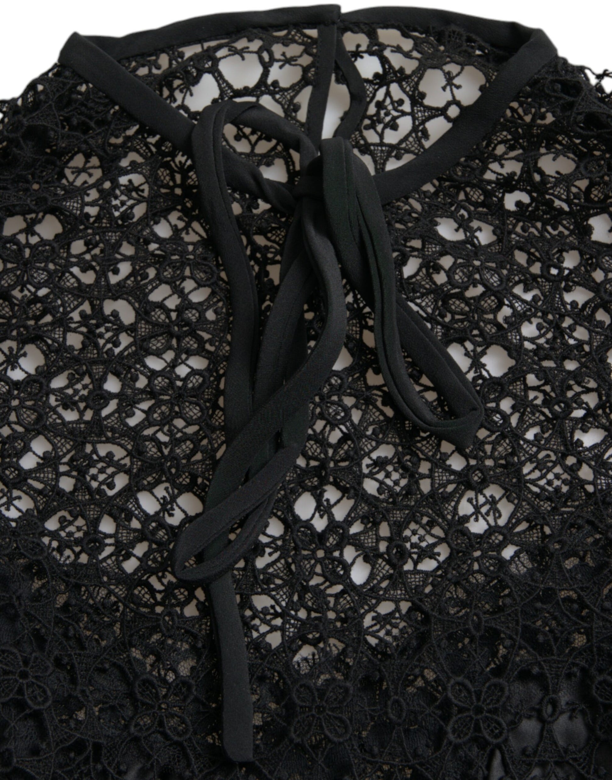 Chemisier à manches courtes en dentelle florale noire Dolce & Gabbana
