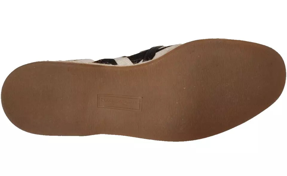 Chaussures Espadrilles Slip-On Rayées Noires et Blanches Dolce & Gabbana