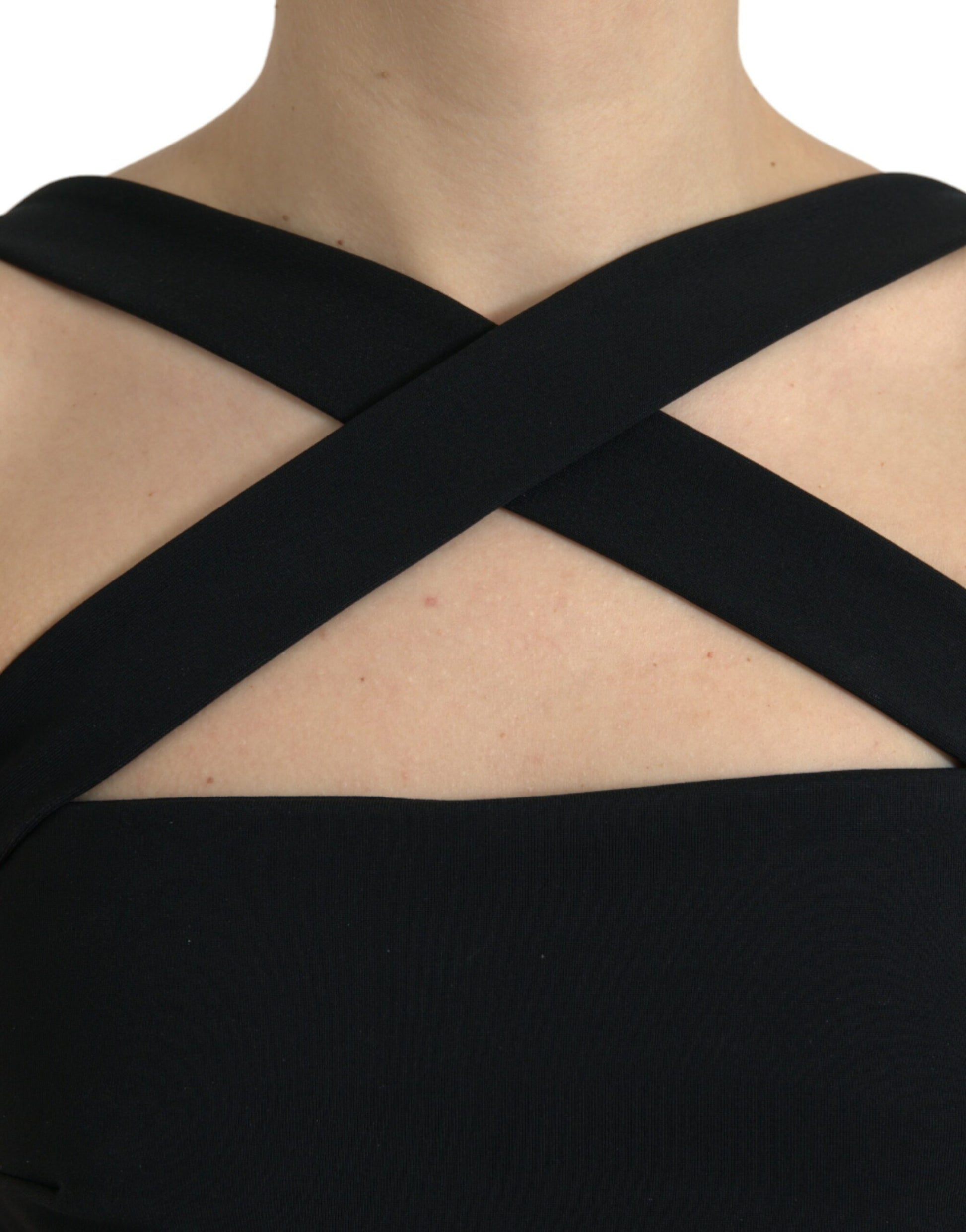 Robe midi fourreau noire Dolce & Gabbana sans manches à encolure dos nu