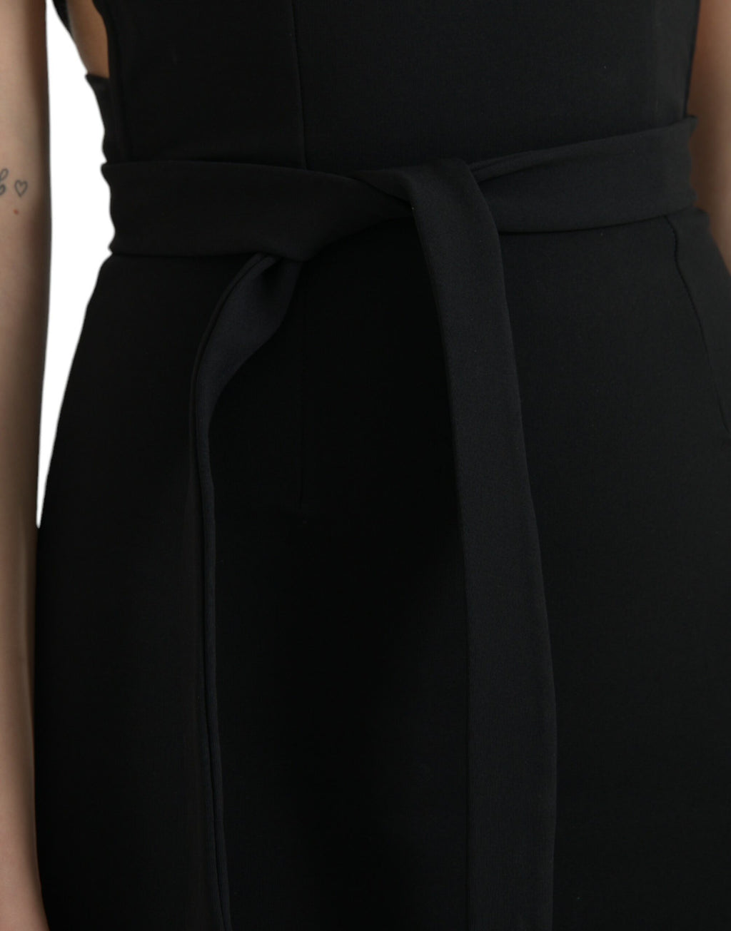 Robe midi fourreau noire Dolce & Gabbana sans manches à encolure dos nu