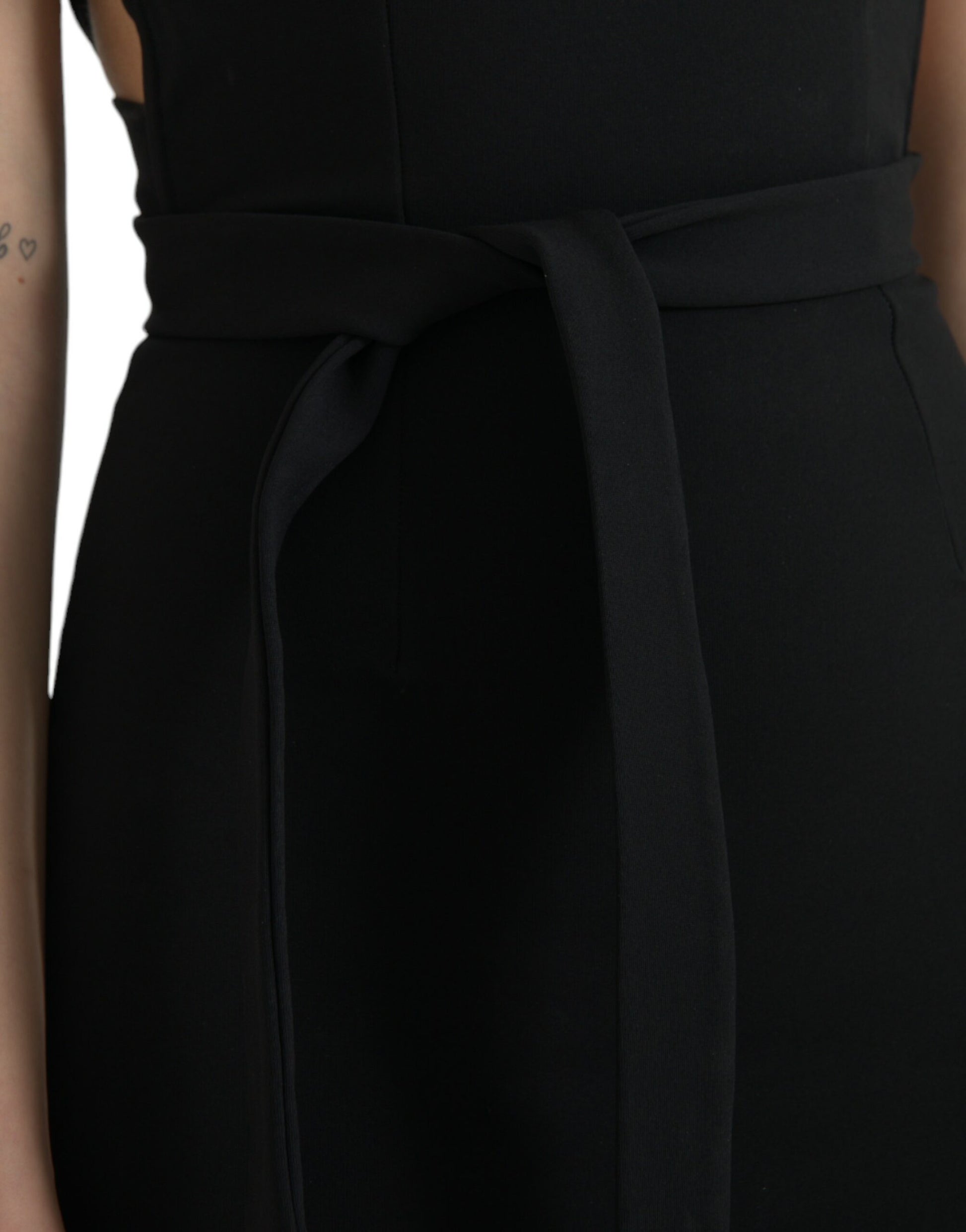 Robe midi fourreau noire Dolce & Gabbana sans manches à encolure dos nu