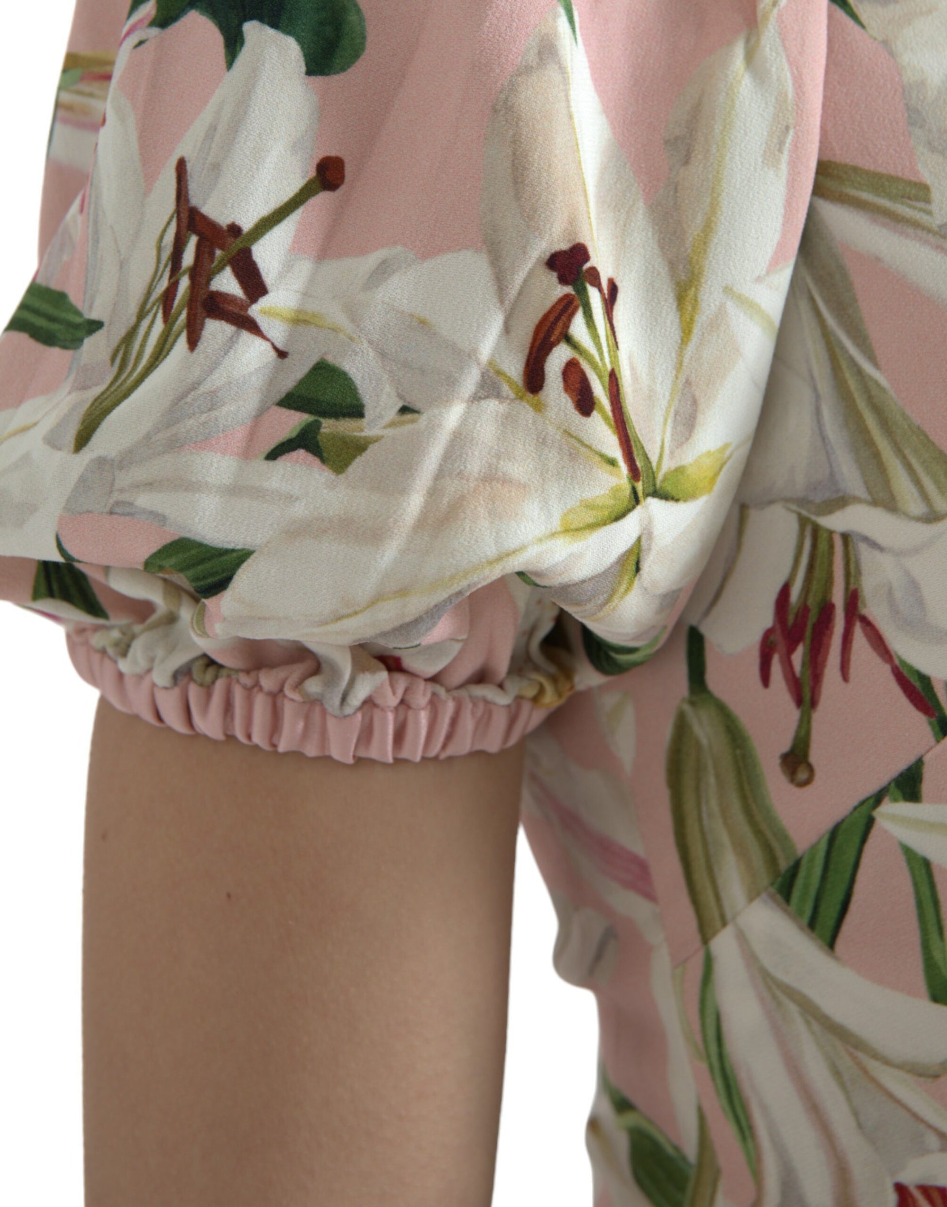 Mini-robe droite Dolce & Gabbana en viscose stretch rose à imprimé lys