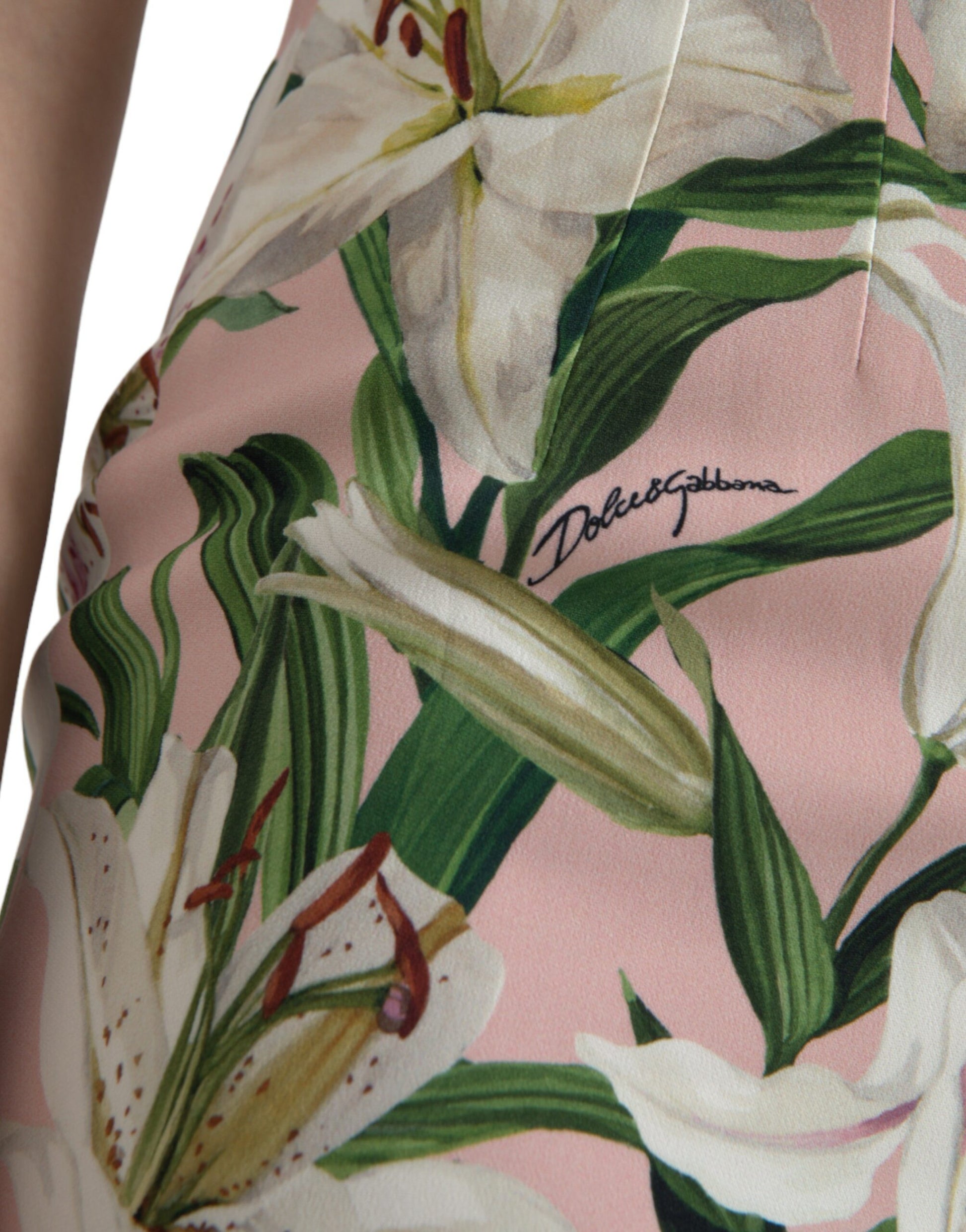 Mini-robe droite Dolce & Gabbana en viscose stretch rose à imprimé lys