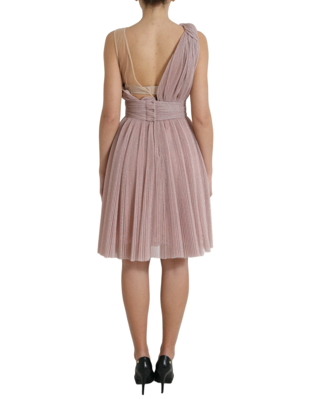 Robe Dolce & Gabbana plissée asymétrique en tulle lamé lilas clair
