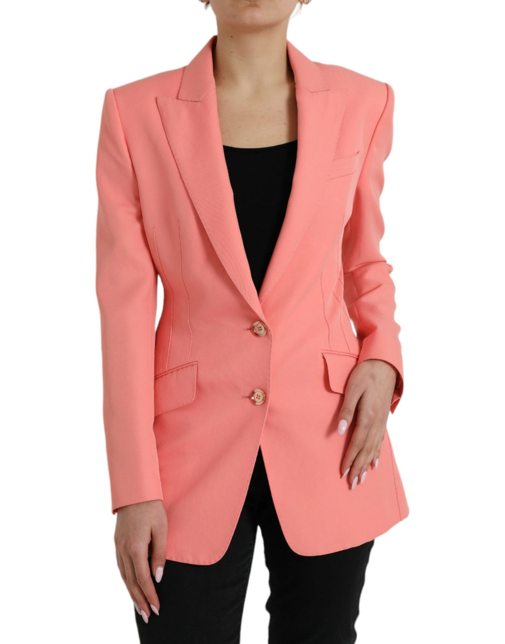 Veste de blazer droite en polyester rose Dolce & Gabbana