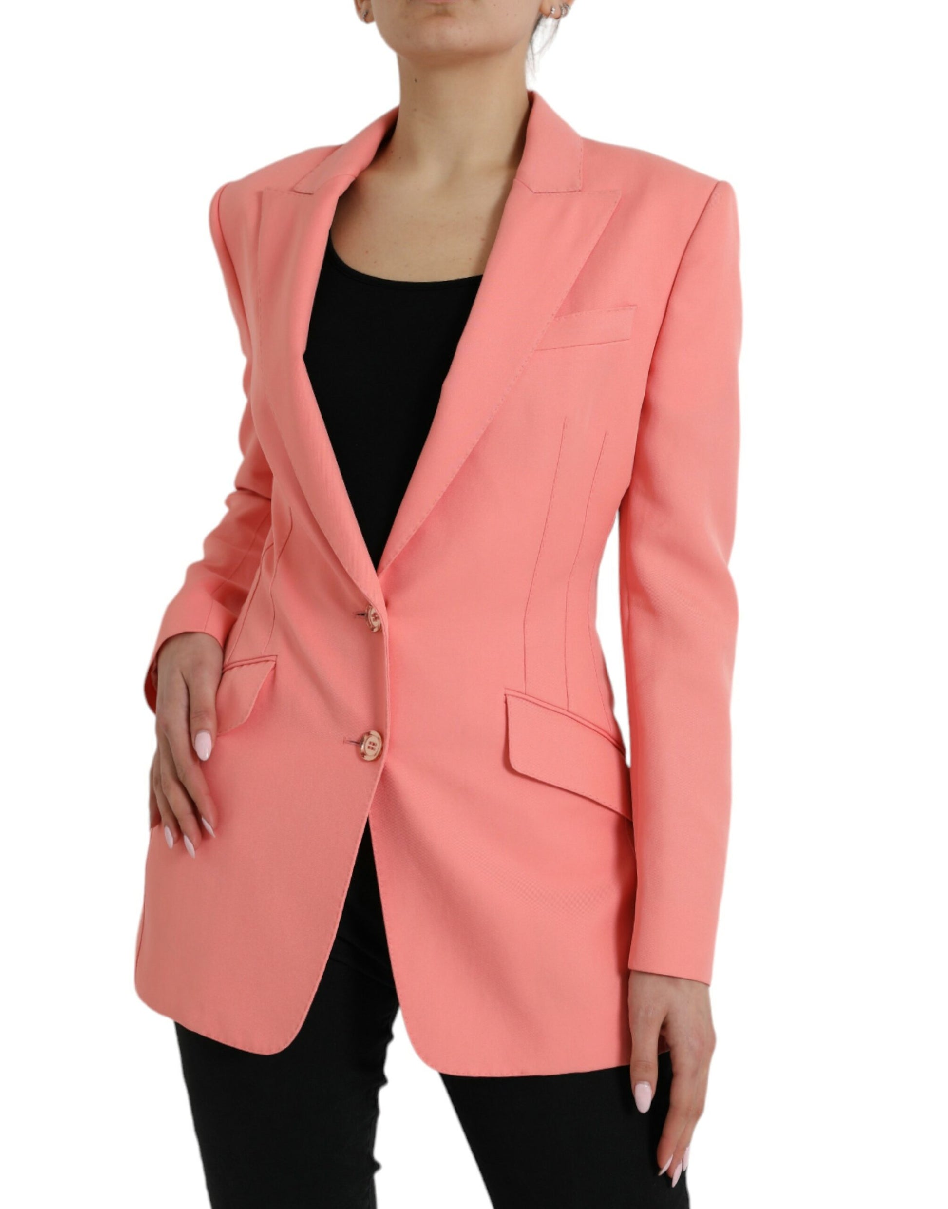 Veste de blazer droite en polyester rose Dolce & Gabbana