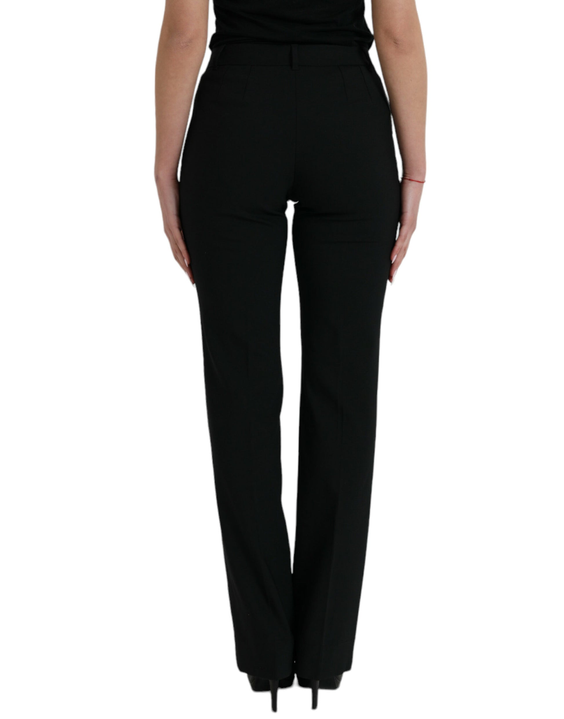 Pantalon fuselé noir en laine taille mi-haute Dolce & Gabbana