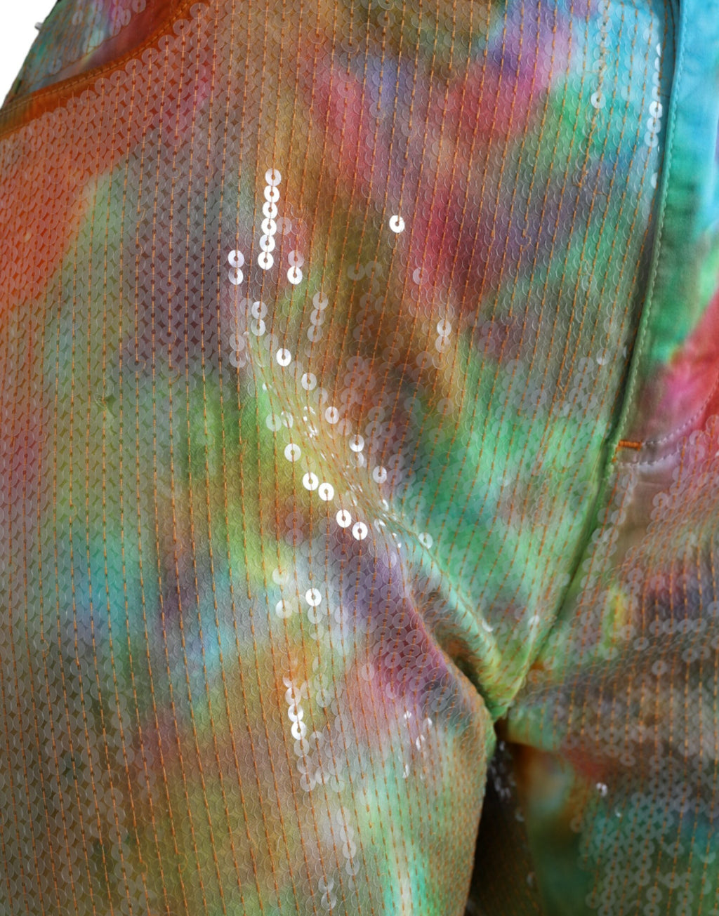Pantalon Cropped Taille Haute Pailleté Tie-Dye Multicolore Dolce & Gabbana