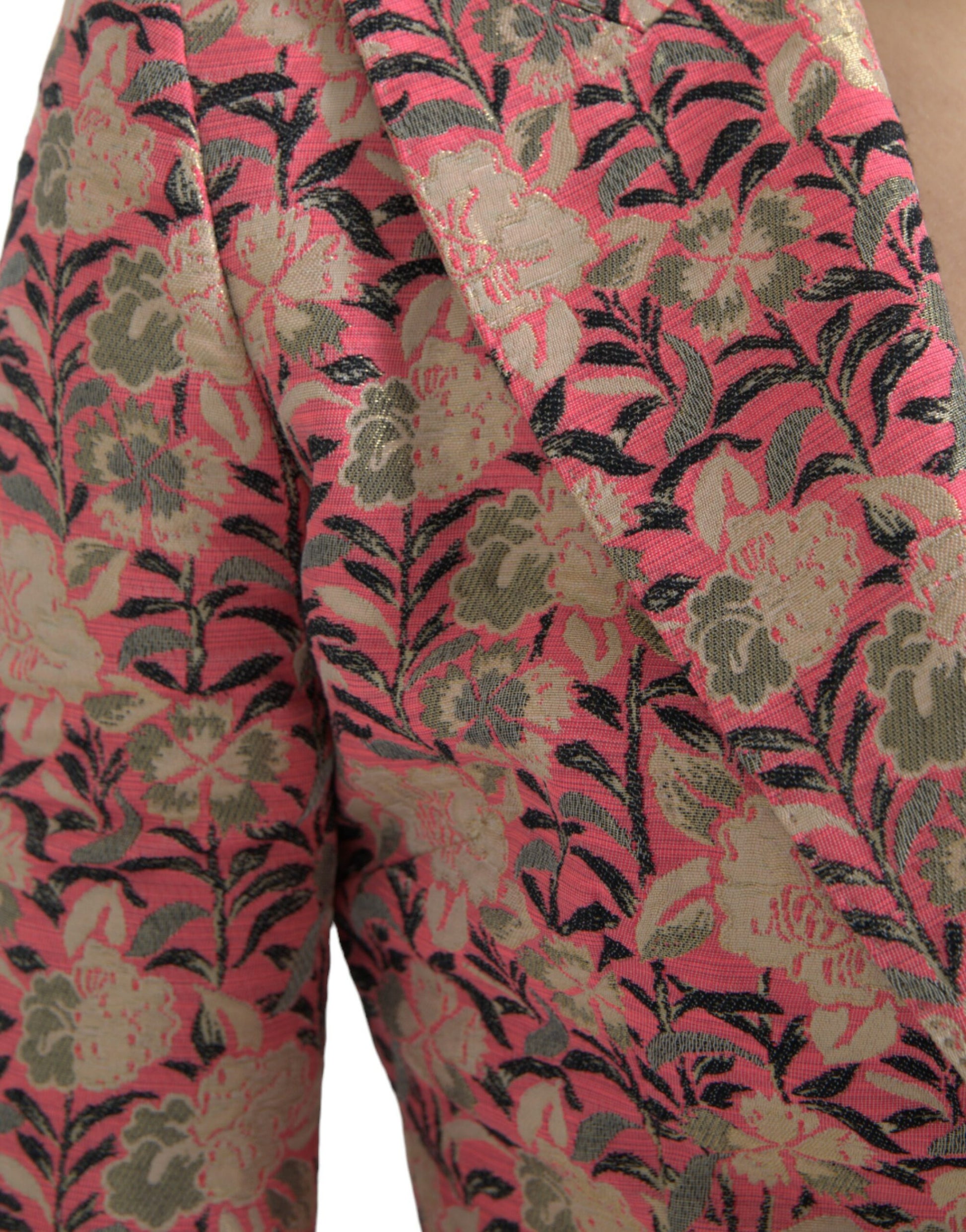 Dolce & Gabbana Pink Floral Jacquard Slim Fit 2 Piece Suit