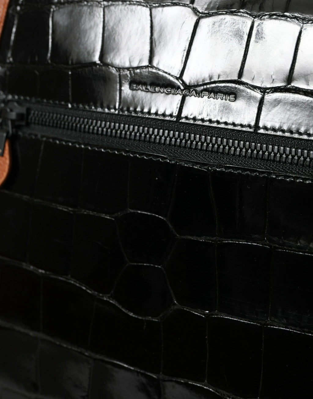 Balenciaga Schwarz Braun Exotisches Hautleder Vertikale Umhängetasche