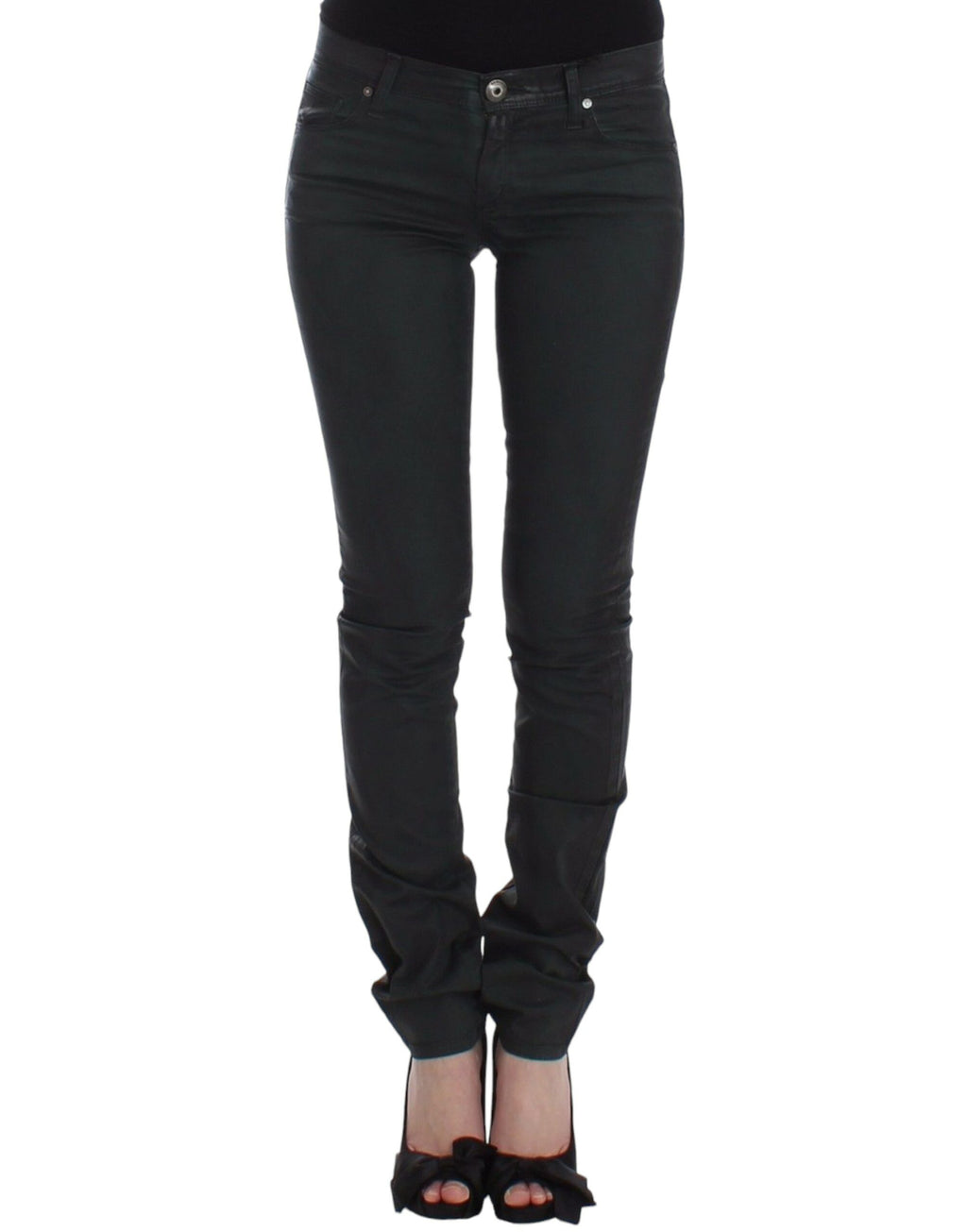 Ermanno Scervino Jean Slim Vert en Denim Coupe Droite Extensible