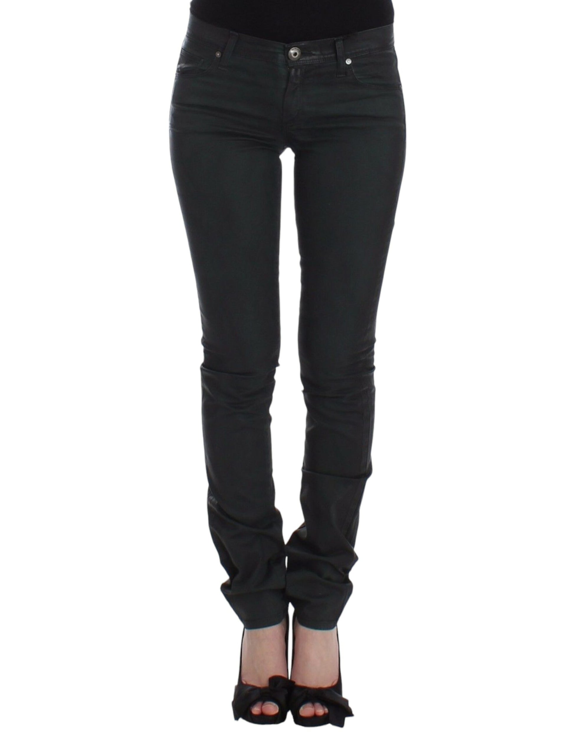 Ermanno Scervino Jean Slim Vert en Denim Coupe Droite Extensible