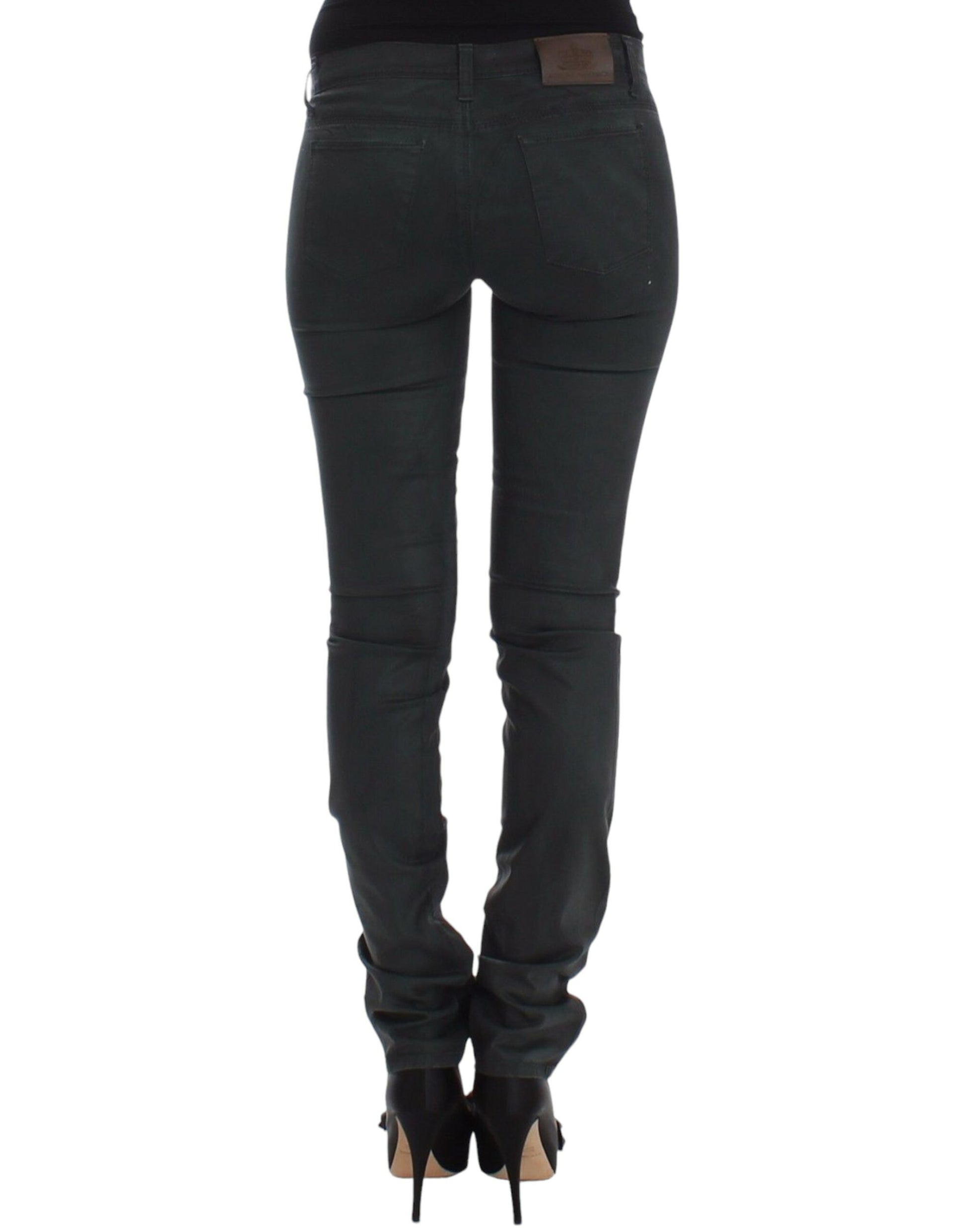 Ermanno Scervino Jean Slim Vert en Denim Coupe Droite Extensible
