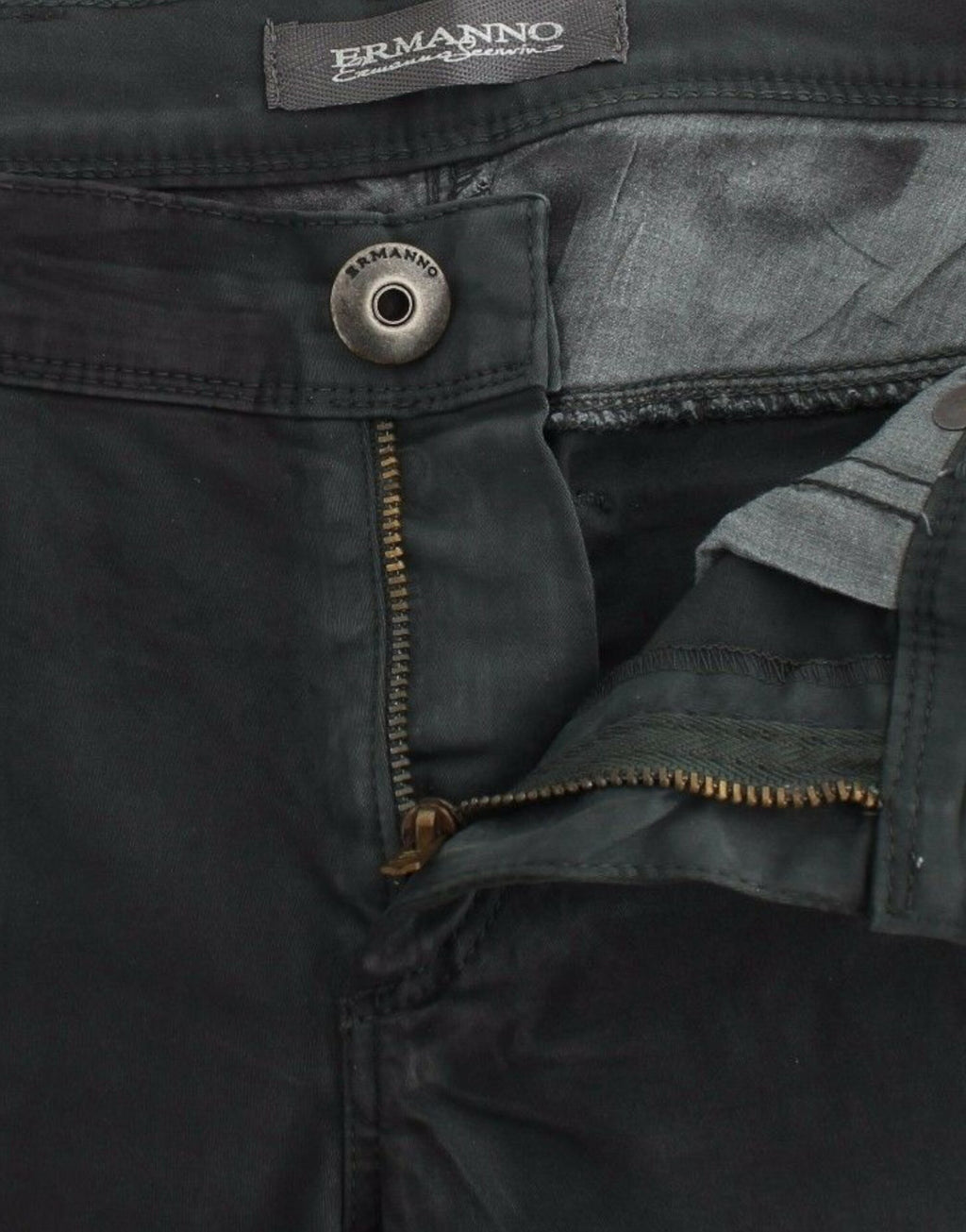 Ermanno Scervino Jean Slim Vert en Denim Coupe Droite Extensible