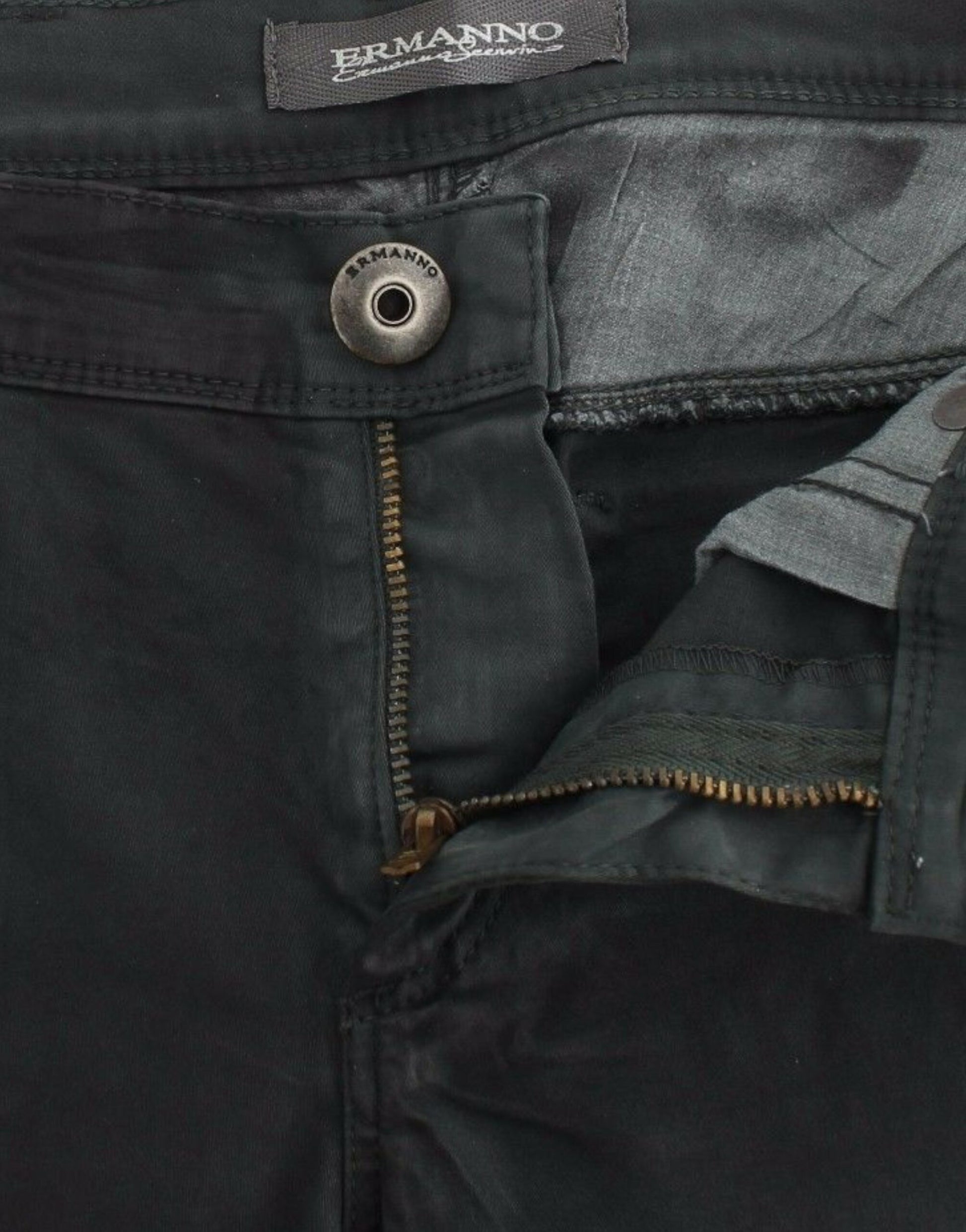 Ermanno Scervino Jean Slim Vert en Denim Coupe Droite Extensible