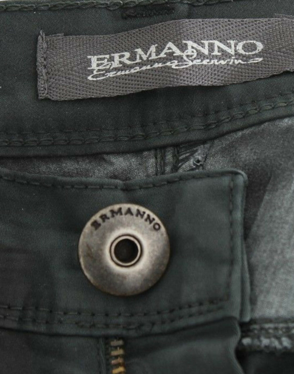 Ermanno Scervino Jean Slim Vert en Denim Coupe Droite Extensible