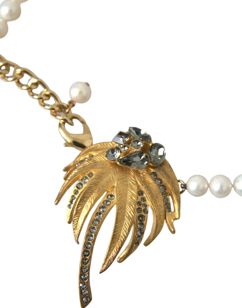 Collier Pendentif Arbre Dolce & Gabbana en Laiton Doré avec Cristaux et Perles