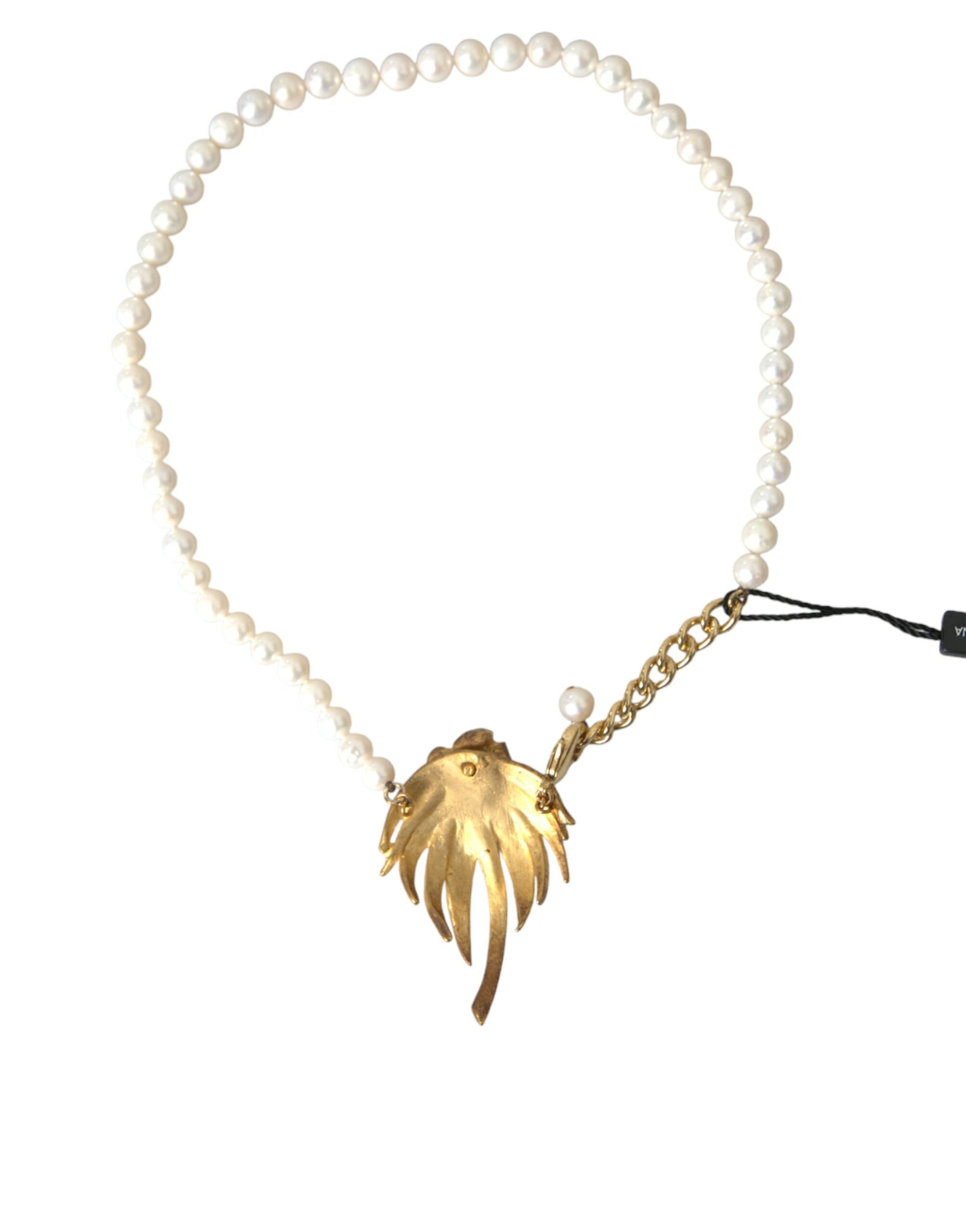 Collier Pendentif Arbre Dolce & Gabbana en Laiton Doré avec Cristaux et Perles