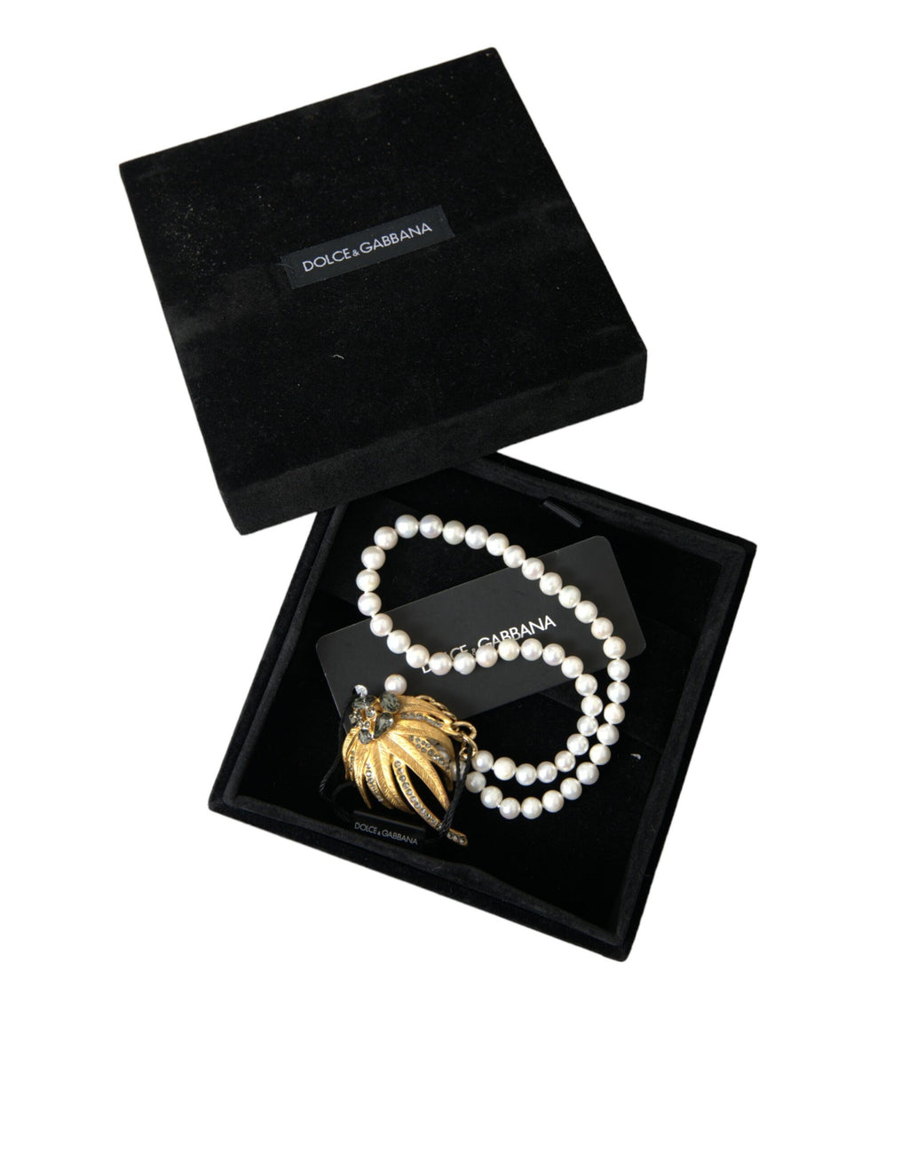 Collier Pendentif Arbre Dolce & Gabbana en Laiton Doré avec Cristaux et Perles