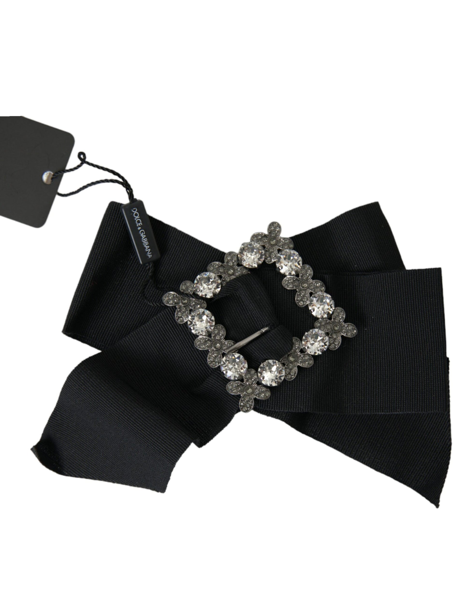 Barrette Dolce & Gabbana noire ornée de cristaux Swarovski