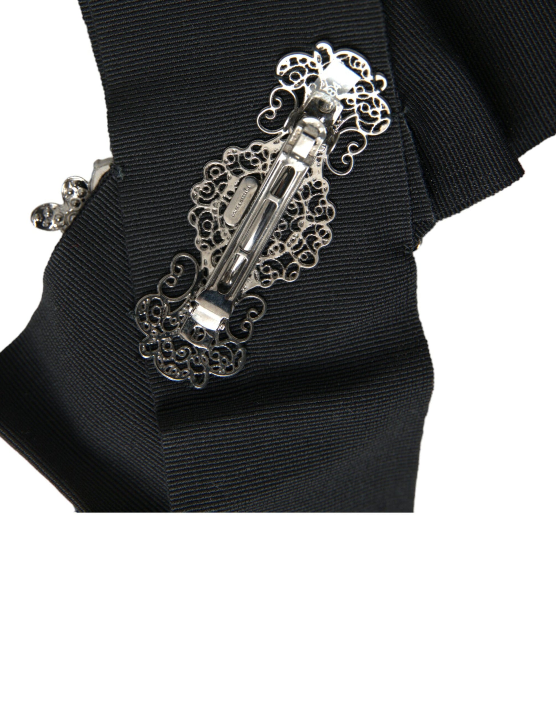 Barrette Dolce & Gabbana noire ornée de cristaux Swarovski