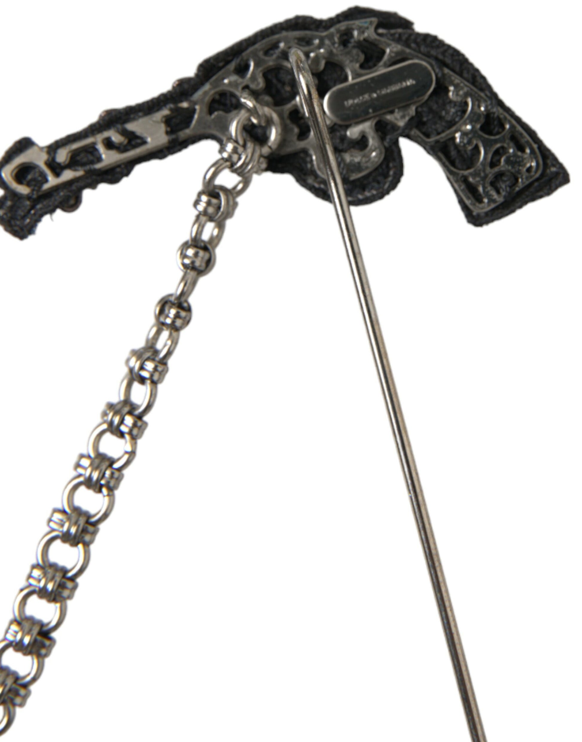 Broche de revers Dolce & Gabbana pour homme en laiton, cuivre et soie, motif pistolet