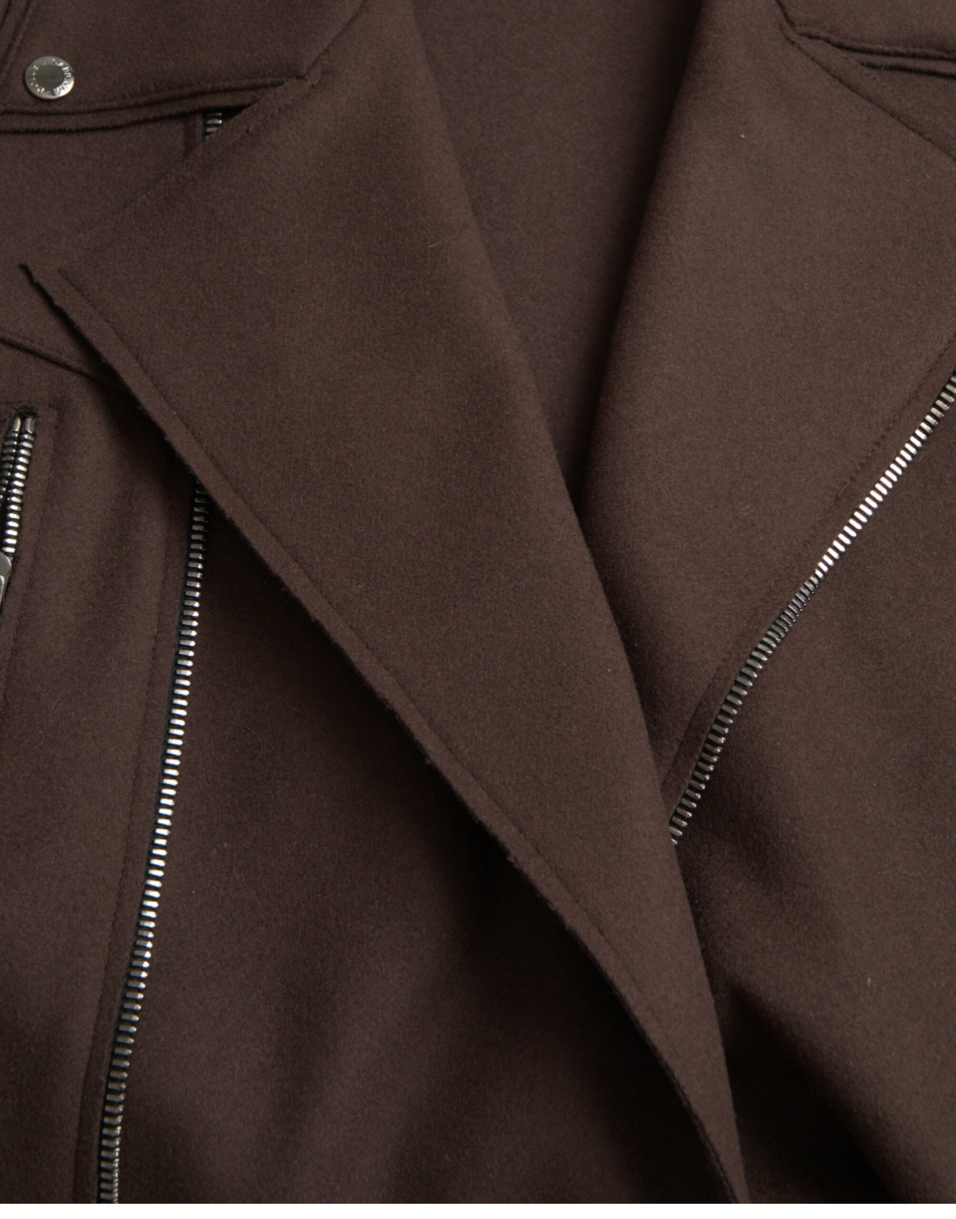 Veste Biker Courte en Laine Marron Dolce & Gabbana