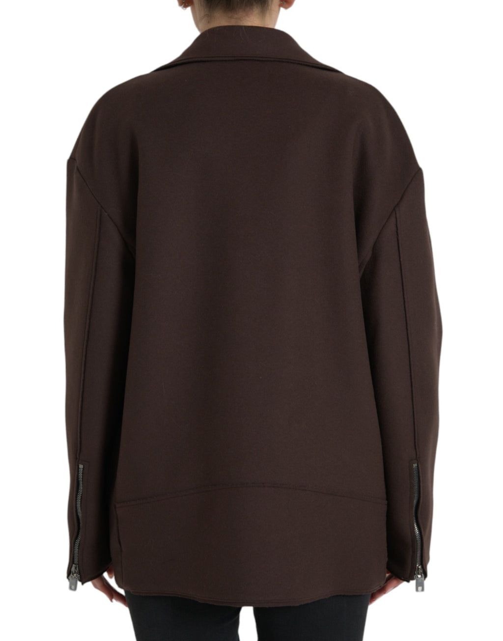Veste Biker Courte en Laine Marron Dolce & Gabbana