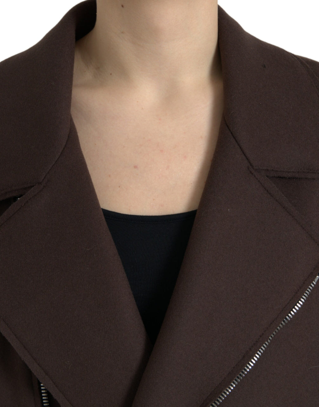 Veste Biker Courte en Laine Marron Dolce & Gabbana