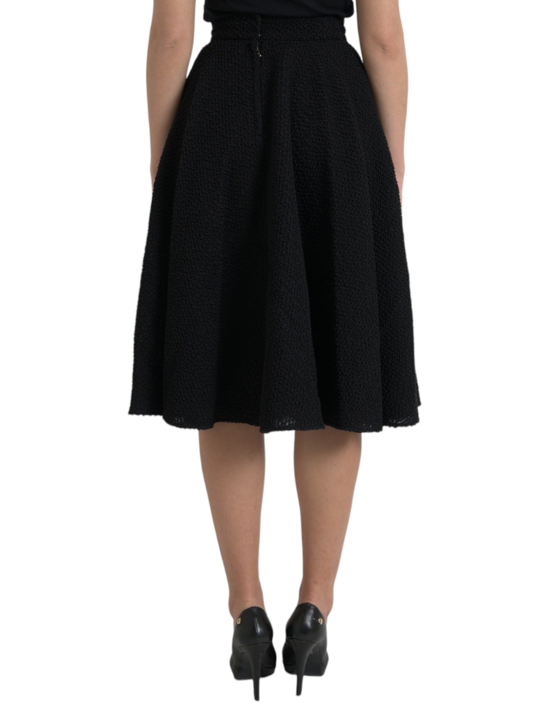 Jupe taille haute évasée mi-longue noire Dolce & Gabbana