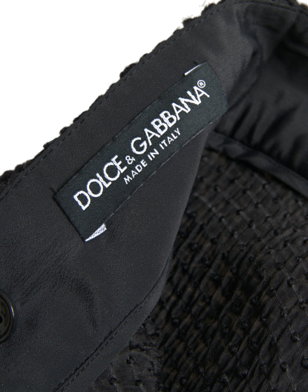 Jupe taille haute évasée mi-longue noire Dolce & Gabbana