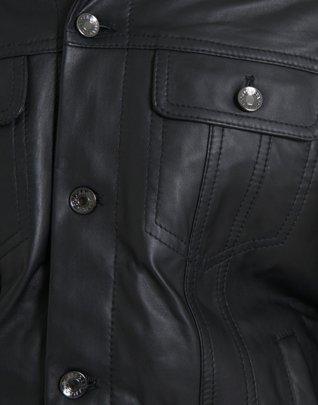 Manteau Veste de motard en cuir noir Dolce & Gabbana avec col en fourrure