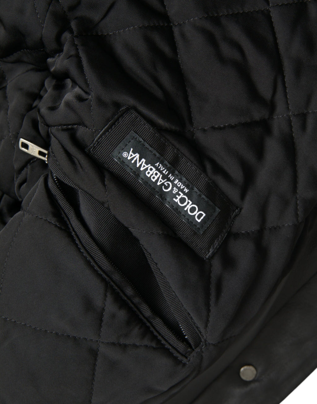 Manteau Veste de motard en cuir noir Dolce & Gabbana avec col en fourrure