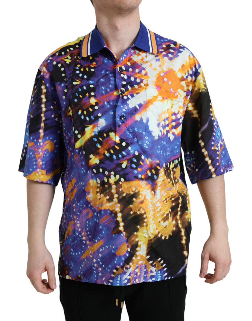 Chemise décontractée en coton à imprimé Luminarie multicolore Dolce & Gabbana