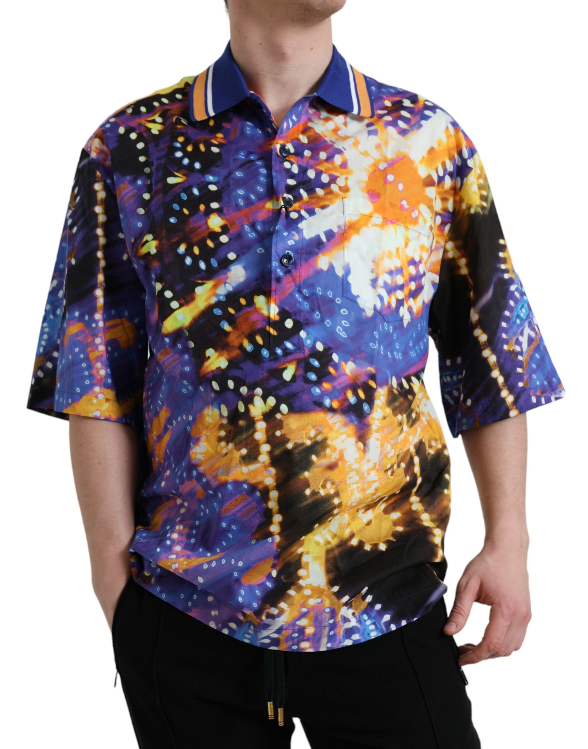 Chemise décontractée en coton à imprimé Luminarie multicolore Dolce & Gabbana