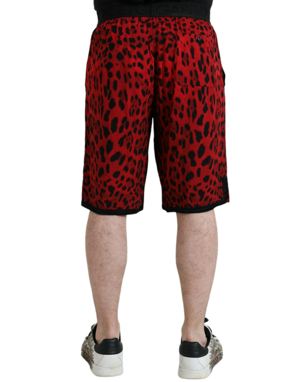 Shorts bermudas Dolce & Gabbana en viscose à imprimé léopard rouge