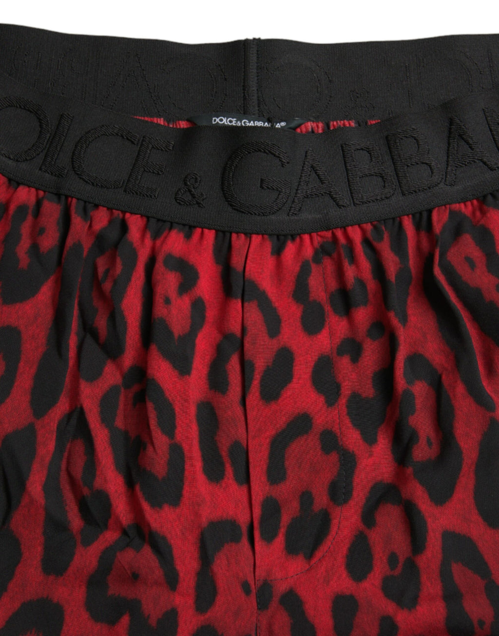 Shorts bermudas Dolce & Gabbana en viscose à imprimé léopard rouge