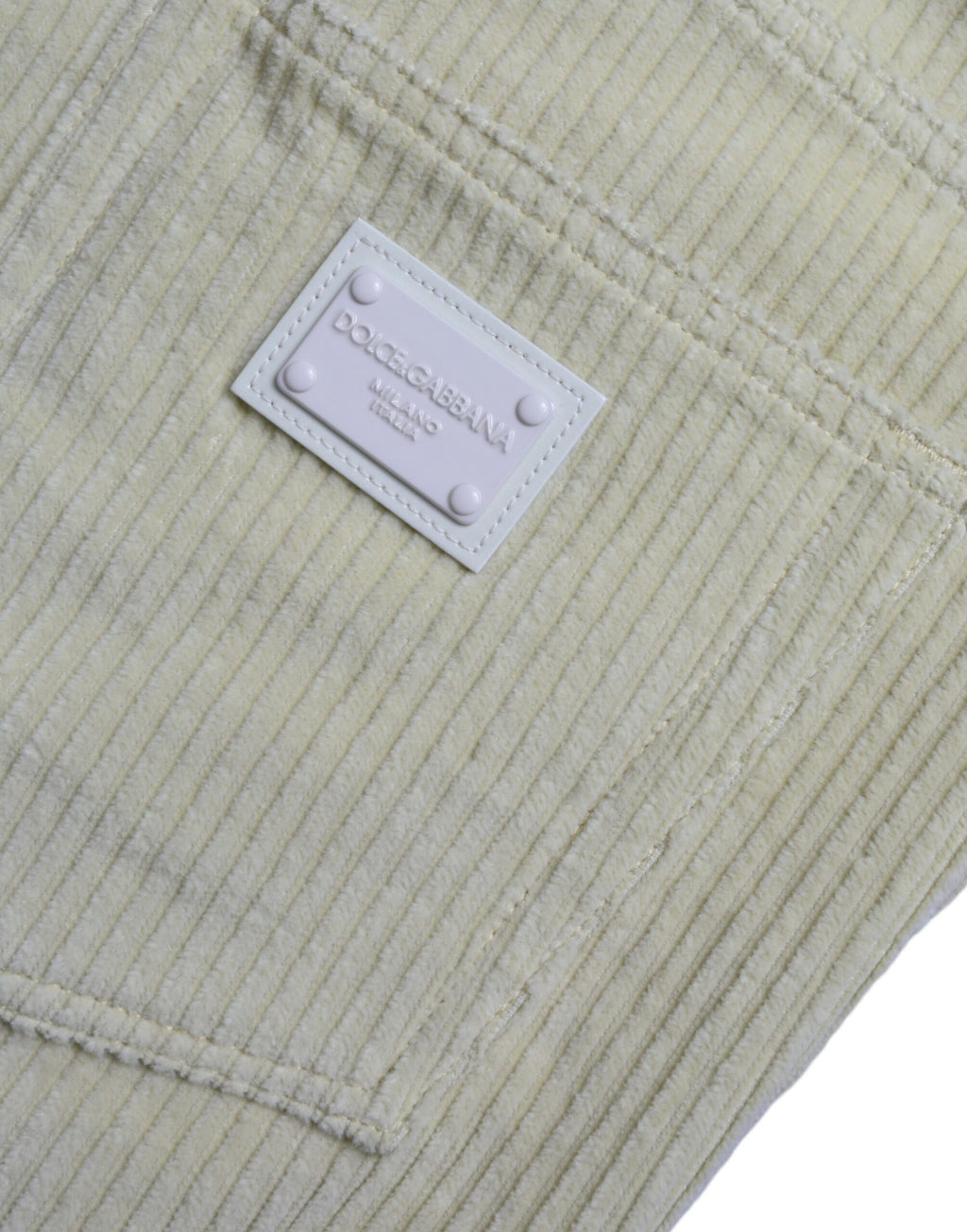Jean slim en velours côtelé jaune avec plaque logo Dolce & Gabbana