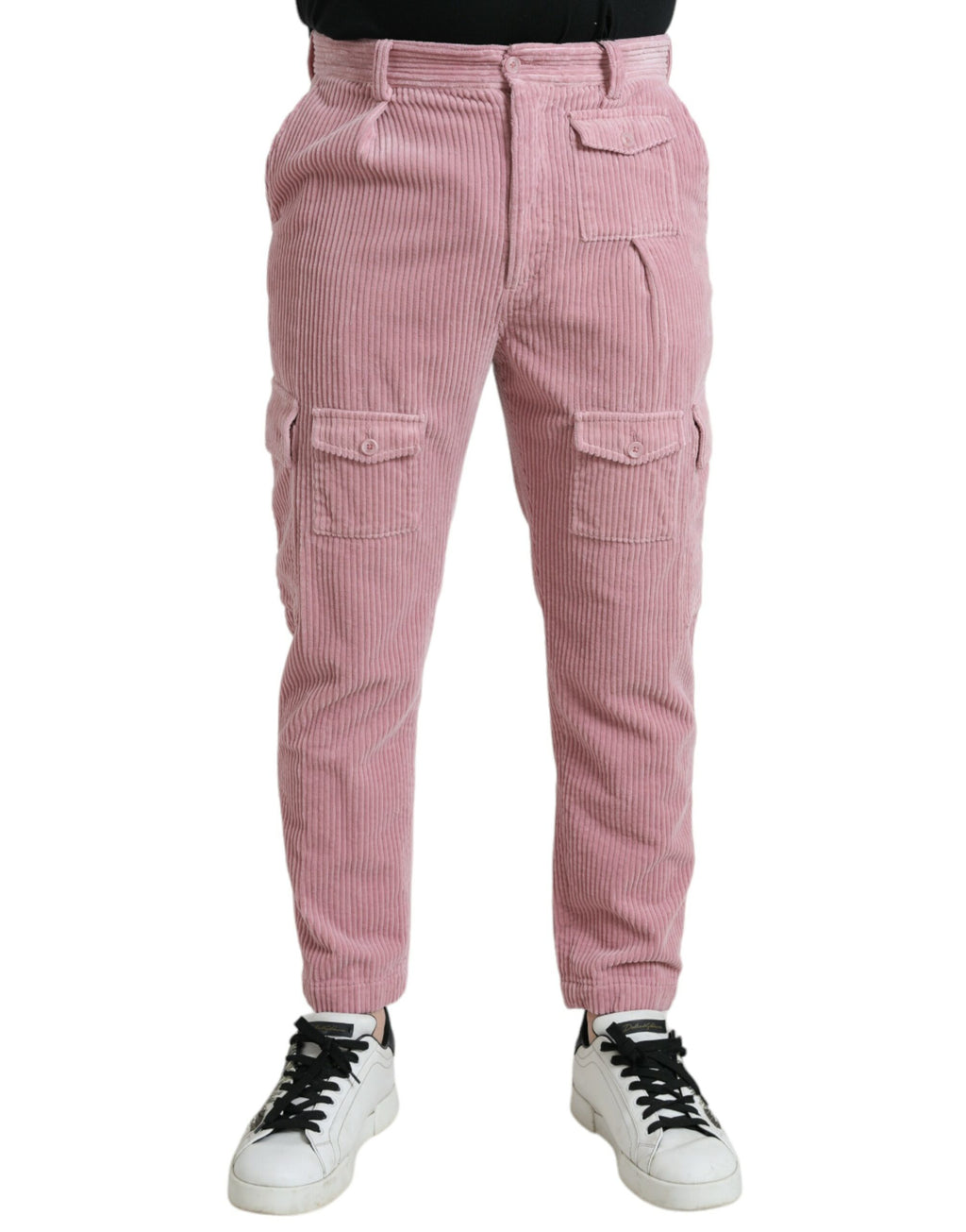 Jean cargo skinny en velours côtelé rose extensible en coton Dolce & Gabbana