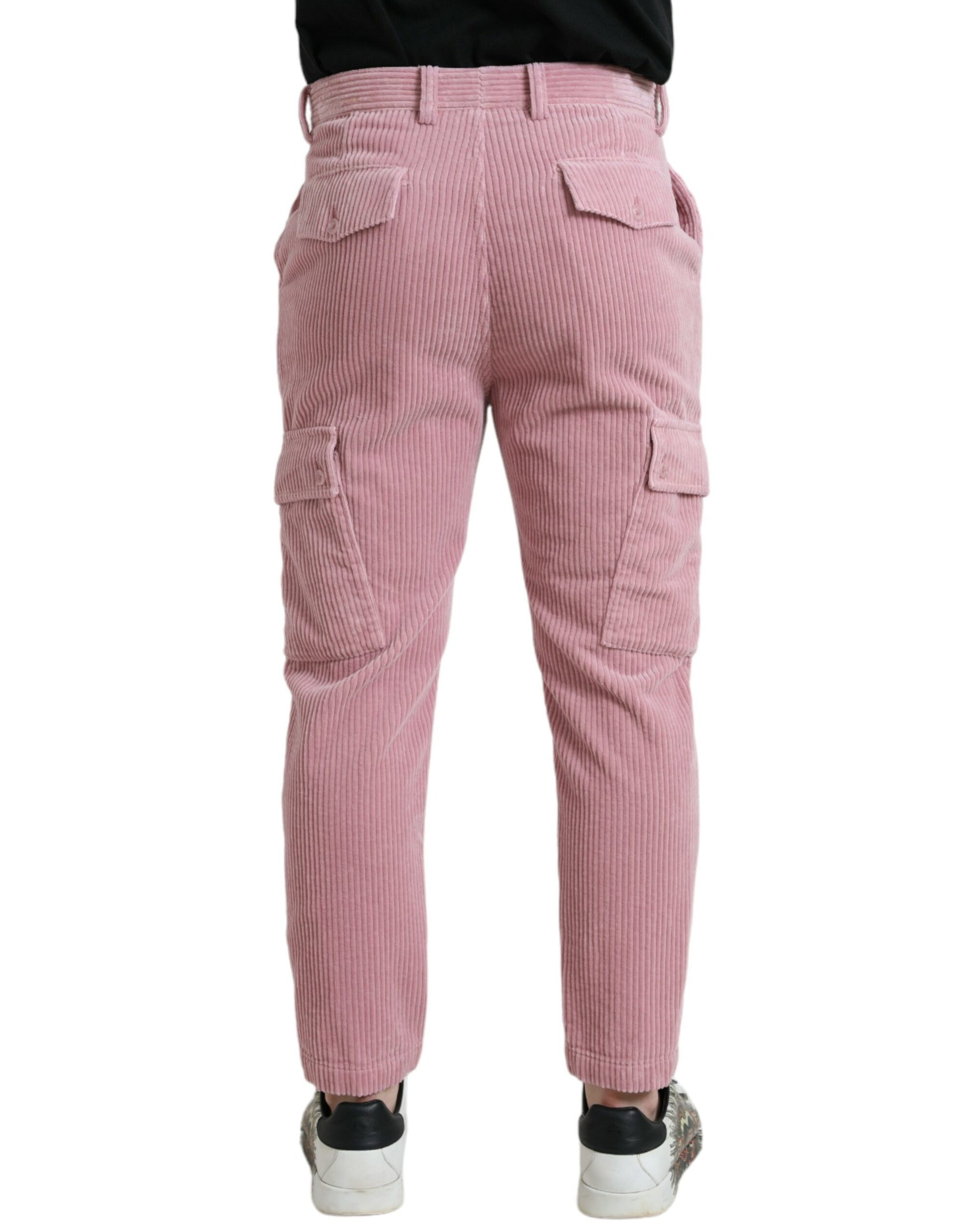 Jean cargo skinny en velours côtelé rose extensible en coton Dolce & Gabbana